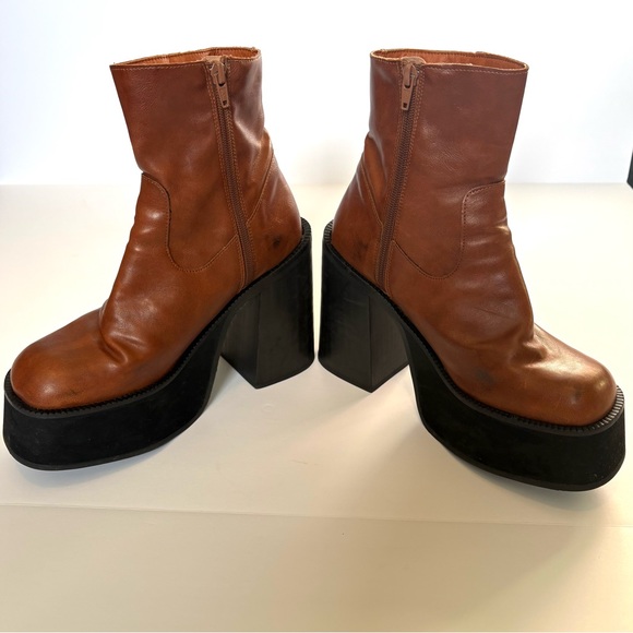 Women’s Kaltur Brown leather Platform Ankle Boots, S 39 - Picture 3 of 16